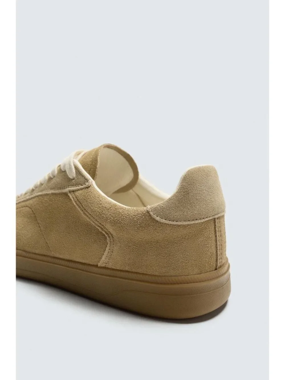 Zara Mens Leather Sneakers EU 45 US 12 Sand Brown Contrast Sole 2288/620 NWOB